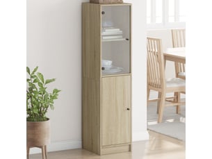 Buffet - bahut - meuble de rangement avec porte en verre chêne sonoma 35x37x142 cm