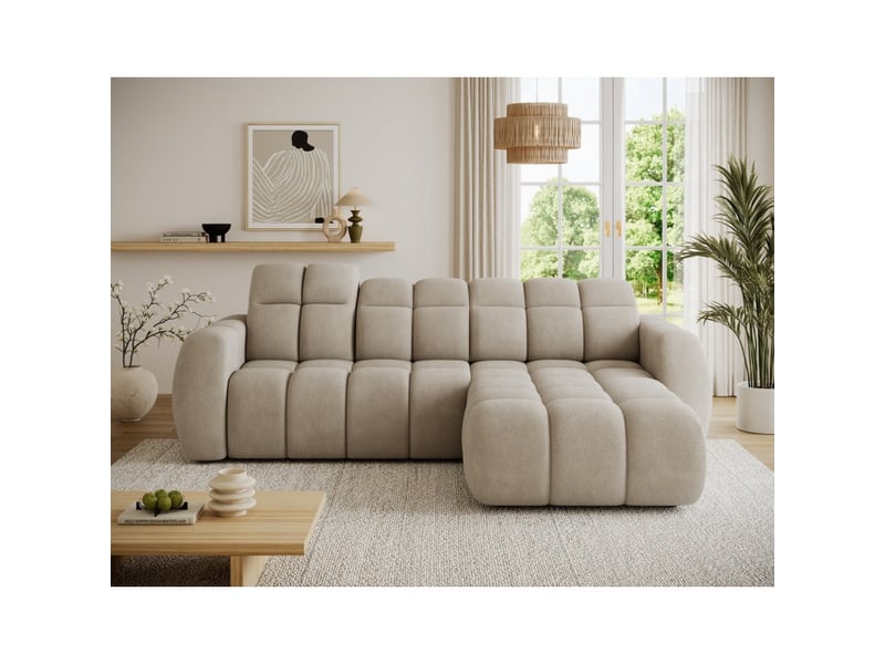  Canapé d'angle électrique fanoti 3 places gris chiné – angle droit  - Conforama E