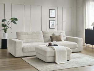 Canapé droit fixe BOBOCHIC SIERRA 4 places Tissu beige