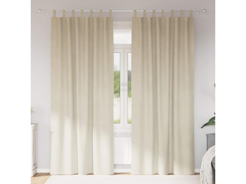 Lot de 2 rideaux, rideaux de fenêtre crème 140 x 225 cm velours cf44022 - Conforama B