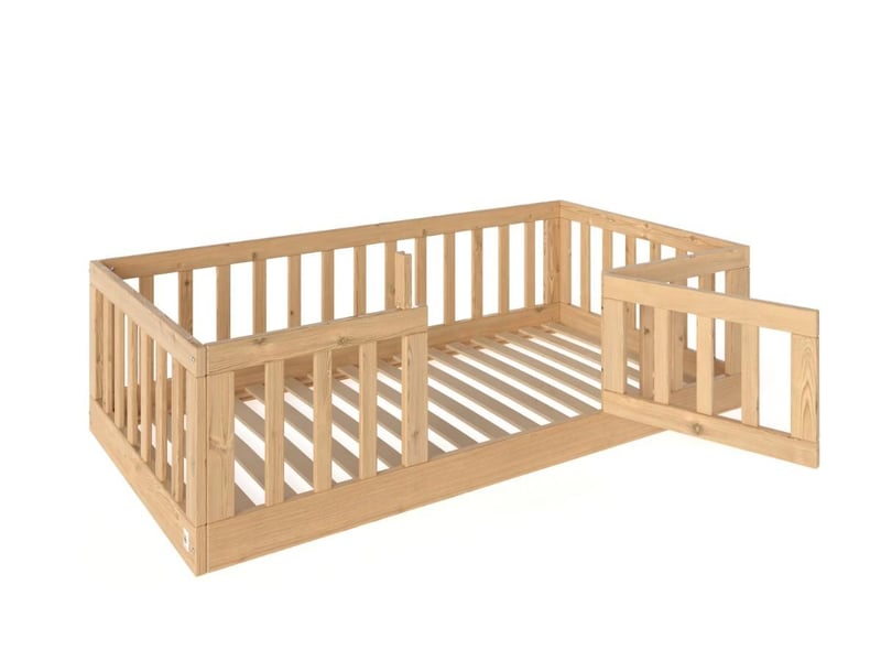  Yappycasa - lit au sol avec portillon 160x80 cm - naturel 4754010385577 - Conforama B