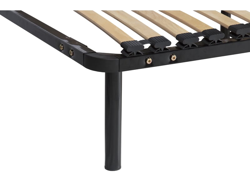 Sommier 180x200 cm cadre à lattes renforcé soutien réglable noir - 29 cm haut - épaisseur métal 1,4 mm - 34 lattes 9 mm épaisseur - largeur 3,5 cm - cadre à latte anya - Conforama D