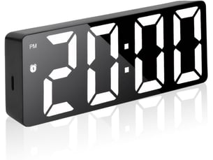 Réveil numérique led, horloge de chevet, réveil alimenté par usb, avec 3 modes de répétition,température somnoler luminosité réglable horloge (noir)