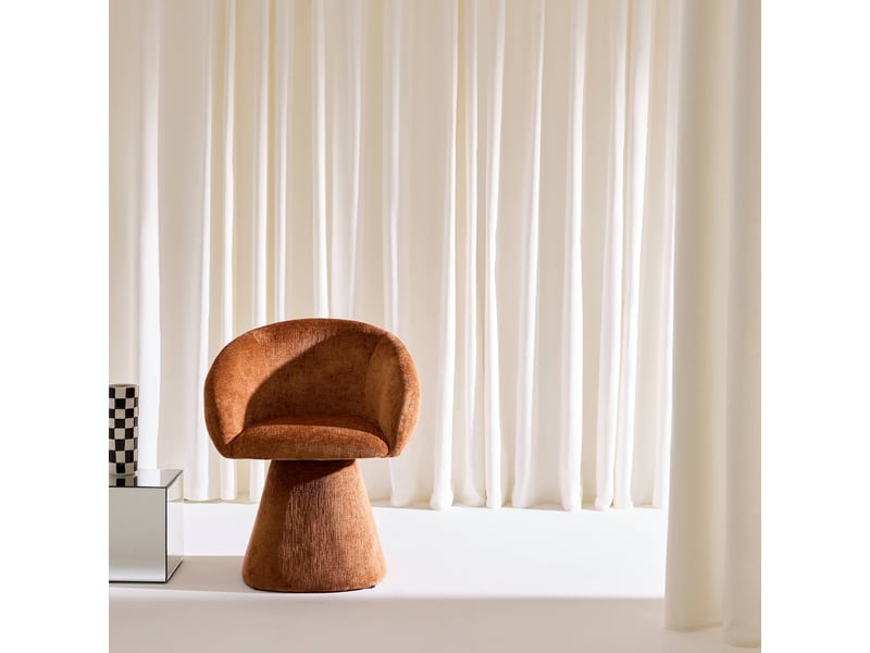  Fauteuil pivotant 180° tissu coton terracotta - assia  - Conforama B