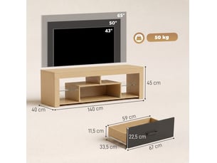 Meuble tv coloris bicolore 40 cm MEUBLIV