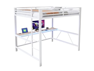 Lit mezzanine 160x200 cm <strong>STILVORA</strong> <strong></strong> coloris blanc