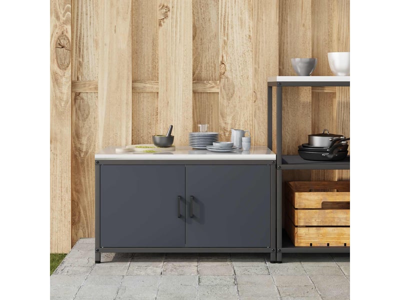  Meuble de rangement de cuisine hattem anthracite acier  - Conforama D