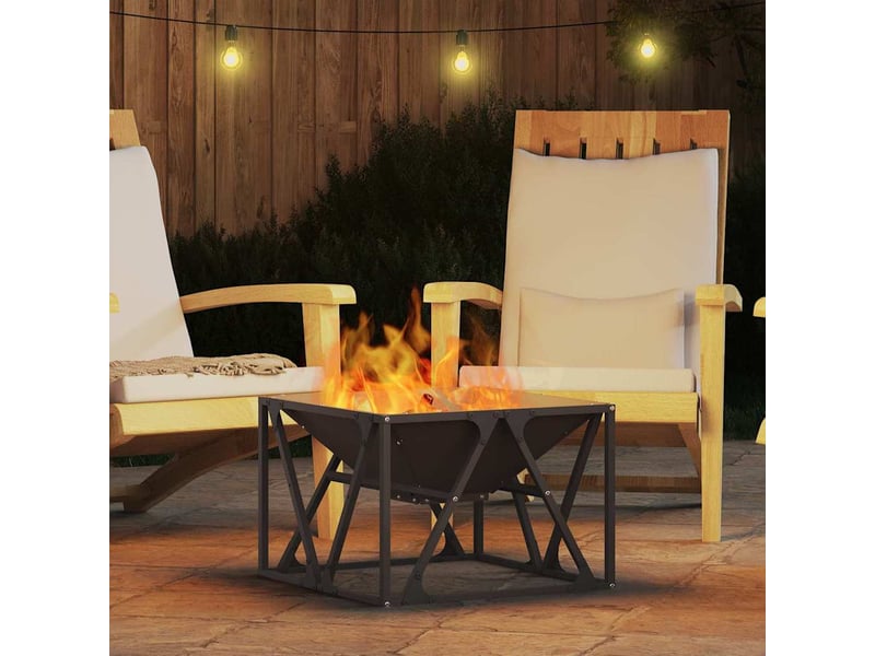  Brasero exterieur, foyer noir 50x50x35 cm acier patiné  - Conforama D