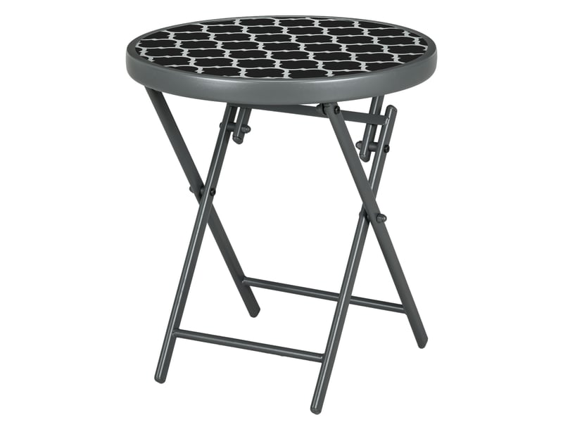 Table basse pliante table d'appoint pliante plateau en verre trempé motifs noirs et blancs en métal ø 45 x 50 cm noir - Conforama B