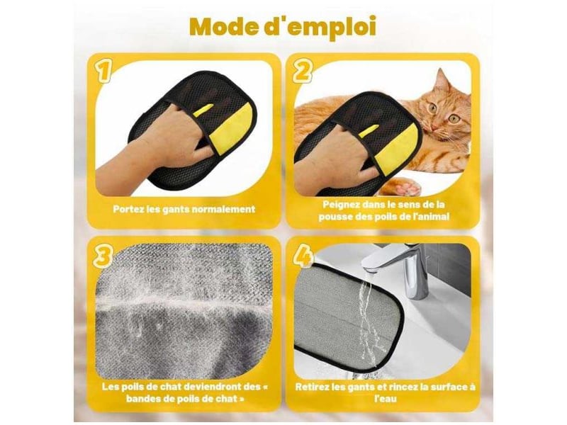 Set de 2 gants anti-poils d'animaux  - Conforama D