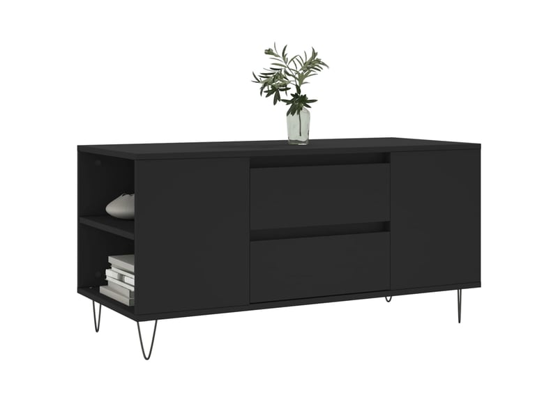  Table basse - table de salon - table à thé noir 102x44,5x50 cm bois d'ingénierie  - Conforama C