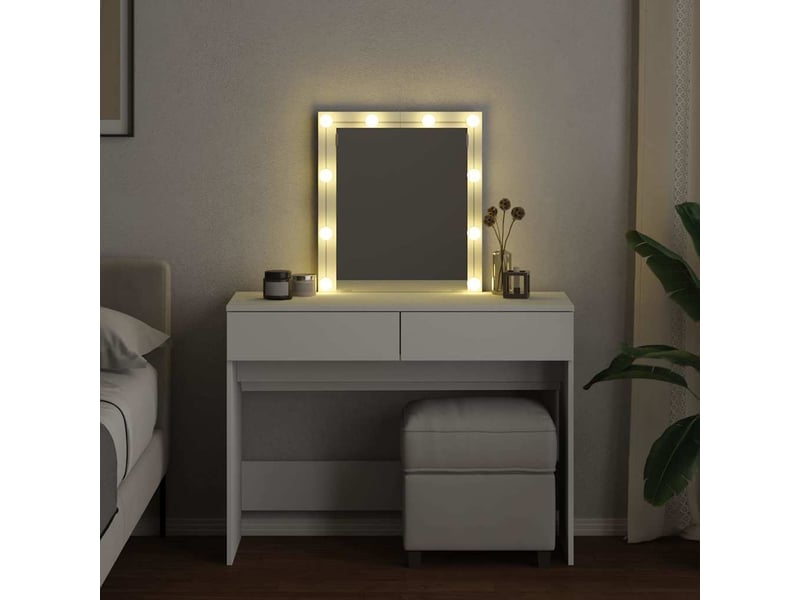 Coiffeuse, table de maquillage avec led blanc 100x40x130 cm - Conforama C