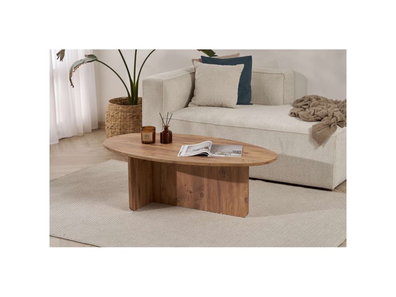 Table basse de salon en bois mdf mélaminé pin atlantique 120 x 65 x 40 cm  - Conforama B
