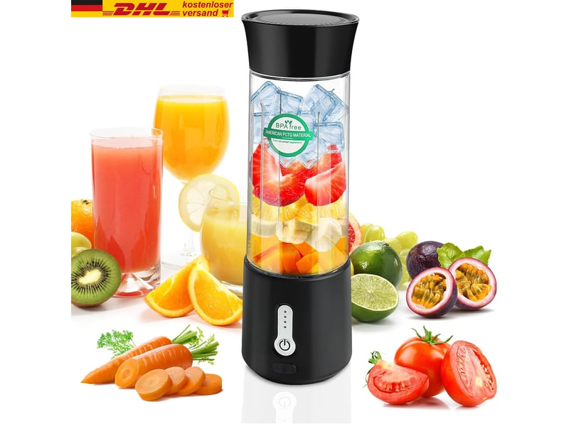  Blender portable sans fil usb-c, 6 lames inox, led, 620g, pctg, 89×89×270mm - noir  - Conforama C