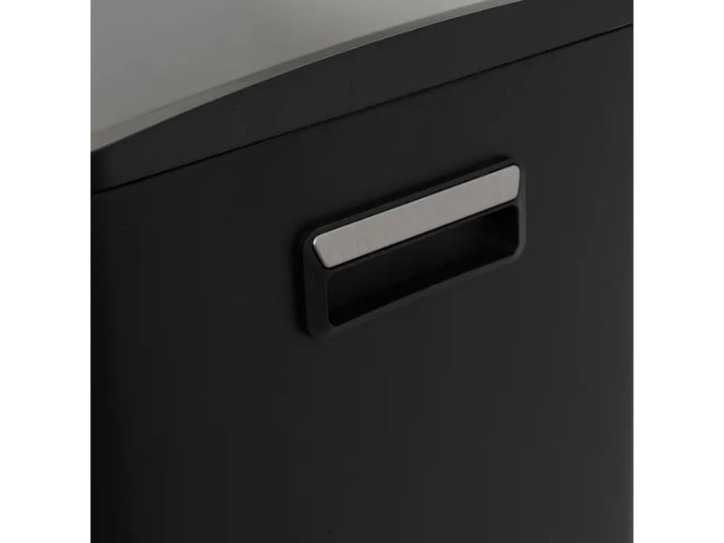  Poubelle de tri sélectif rectangulaire 60l (2x30l) à double compartiment en métal noir anti-traces avec deux pédales indépendantes - longueur 45 x profondeur 36 x hauteur 71,5 cm  - Conforama E