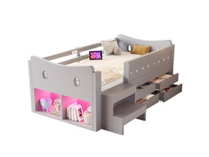 Lit avec rangement 90x200 cm <strong>HAUSS SPOLE</strong>  <strong></strong> coloris gris