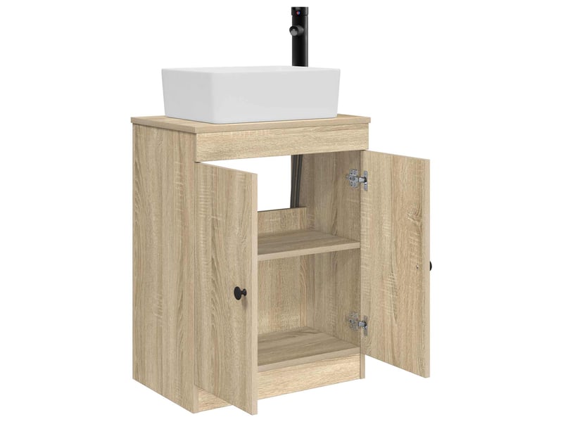 Meuble salle de bain avec évier, meuble de rangement chêne sonoma 54x35x83 cm shl7632 - Conforama D