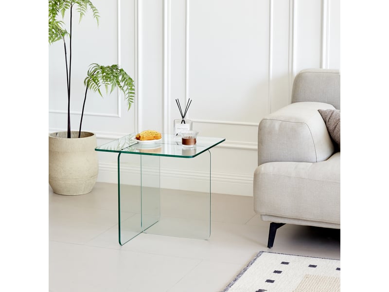  Table basse fixe polyvalente en verre trempé transparent pour salon et extérieur 45×45×41 cm  - Conforama D