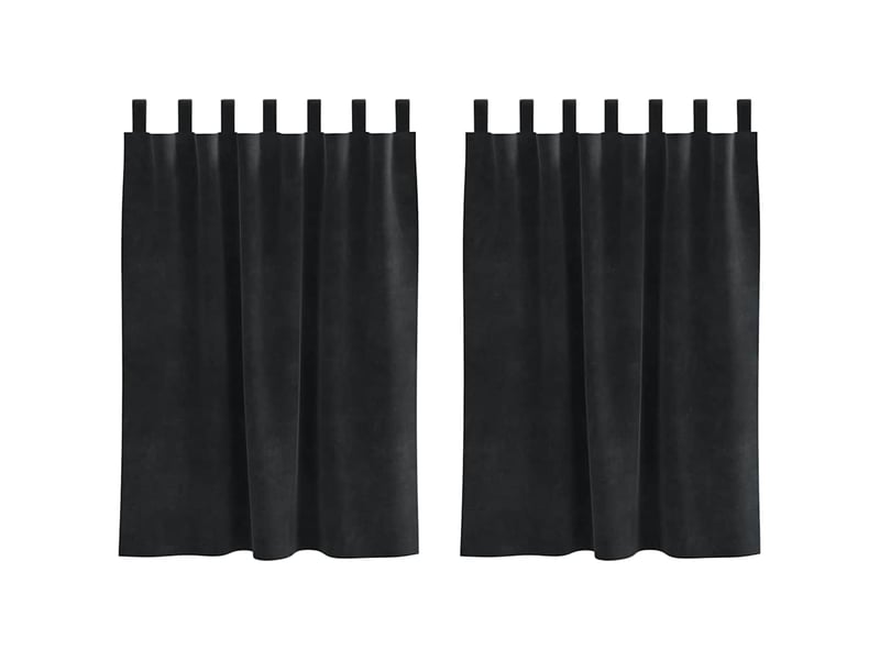 Lot de 2 rideaux, rideaux de fenêtre noir 140 x 140 cm velours cf44089 - Conforama A