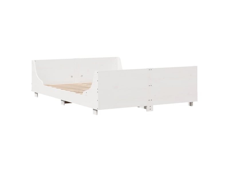  Lit double- lit adulte -  cadre de lit sans matelas blanc 150x200 cm bois de pin massif  - Conforama B