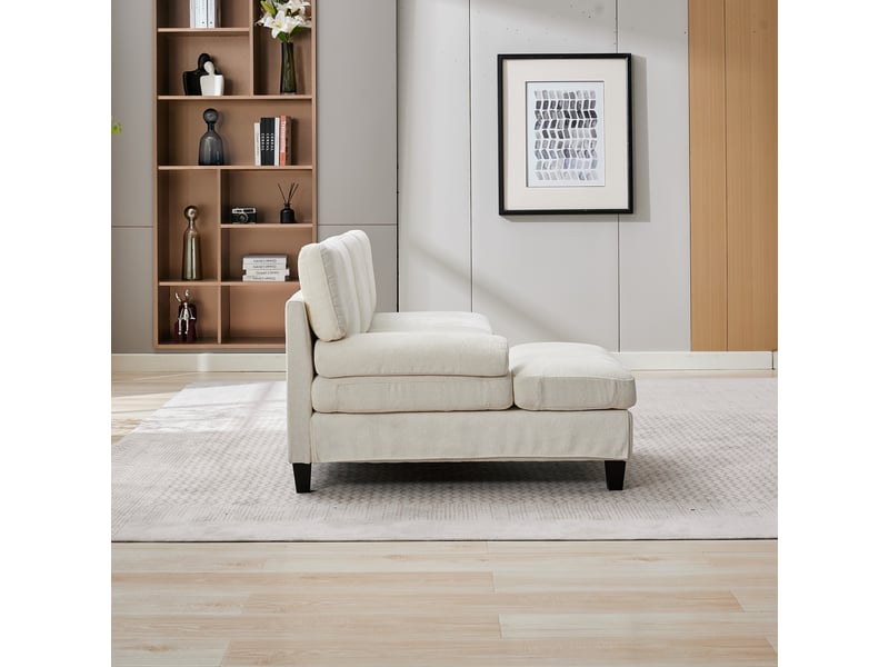  Canapé d'angle convertible 3 places en l, canapé lit tissu lin beige, petit espace, 194x118x81cm  - Conforama R