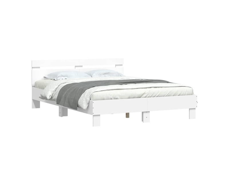 Lit double- lit adulte - cadre de lit avec led sans matelas blanc 150x200 cm - Conforama B