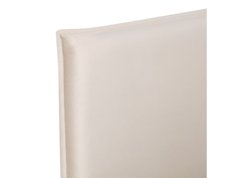  Lit double coffre 180x200cm, pieds en bois, tête de lit, sommier, lit adulte, tissu en velours, couleur crème, sans matelas  - Conforama E