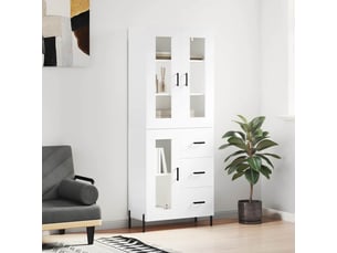 Buffet haut - bahut - meuble de rangement blanc 69,5x34x180 cm bois d'ingénierie