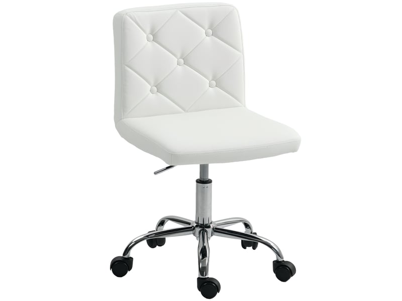  Chaise de bureau réglable avec revêtement capitonné, similicuir, mousse et structure en acier, 44 x 50 x 78-88 cm, blanche  - Conforama A