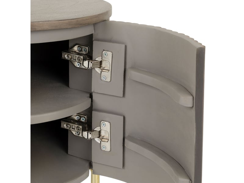 Table de chevet fluted en bois massif avec 1 porte - gris  - Conforama D