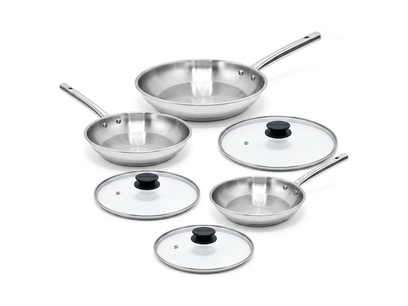  Lot de 3 poêles à frire 20, 24 et 28 cm et 3 couvercles en verre fackelmann rhona 9109050B88 - Conforama A