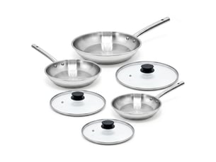 Lot de 3 poêles à frire 20, 24 et 28 cm et 3 couvercles en verre fackelmann rhona