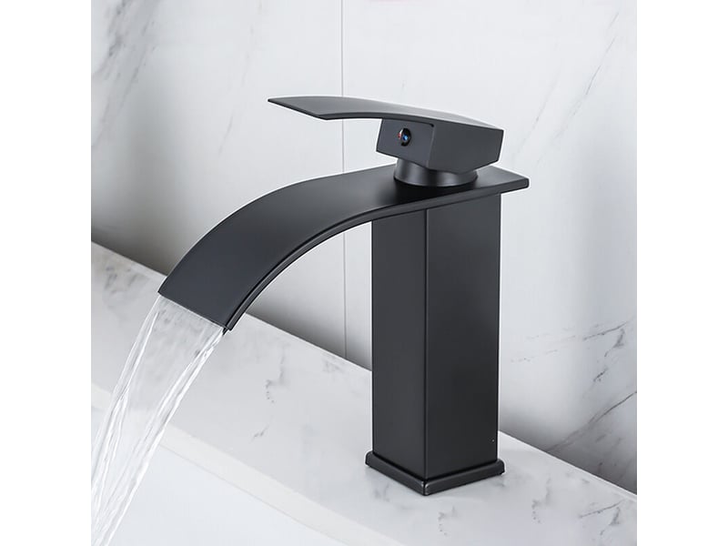  Robinet cascade laqué noir, évier de comptoir chaudfroid, armoire salle de bain, monotrou, lavabo, mitigeur, laiton SZPB305352JJZJ - Conforama E
