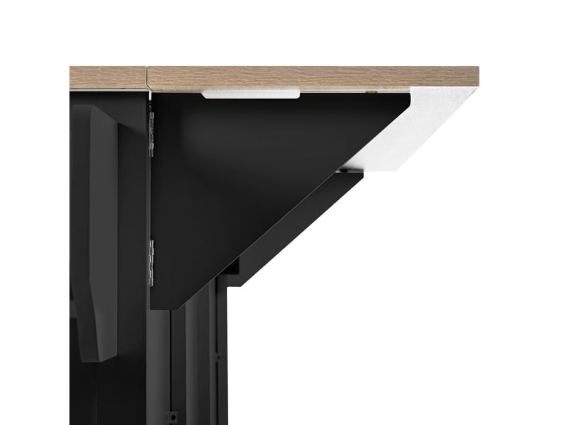  Îlot de cuisine mobile 112x46,2-76,2x92,7 cm, plan de travail extensible, roulettes, mdf, noir et naturel  - Conforama D