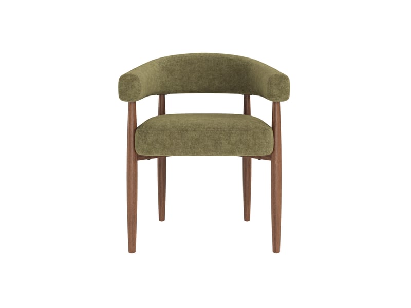 Lot de 4 chaises de salle à manger avec accoudoirs 60x59x75 cm en chenille vert olive  - Conforama E
