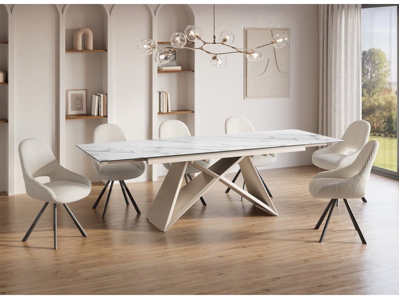 Table à manger extensible plateau céramique blanc 10 personnes 160-240 cm gabriel ROME-BEI-BLA - Conforama B