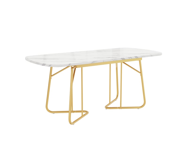  Table extensible effet marbre blanc, pieds dorés 140-180 x 80 cm Fay Lum - Conforama W