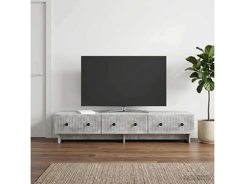  Meuble tv - banc tv - meuble de rangement 147 x 34,5 x 30 cm gris béton bois d'ingénierie  - Conforama B