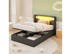 Lit avec rangement 90x200 cm <strong>MIVRAY </strong> <strong></strong> coloris noir