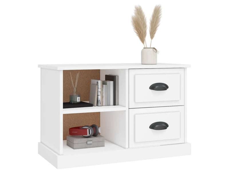  Meuble tv - banc tv - meuble de rangement blanc 73x35,5x47,5 cm bois d'ingénierie  - Conforama D