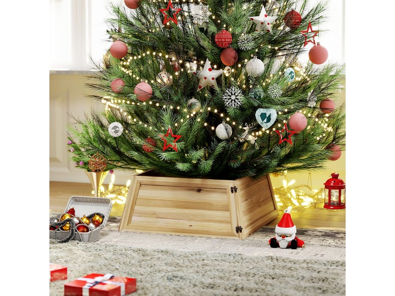  Jupe de sapin de noël 65 x 65 cm, collerette de sapin en bois de sapin naturel  - Conforama C
