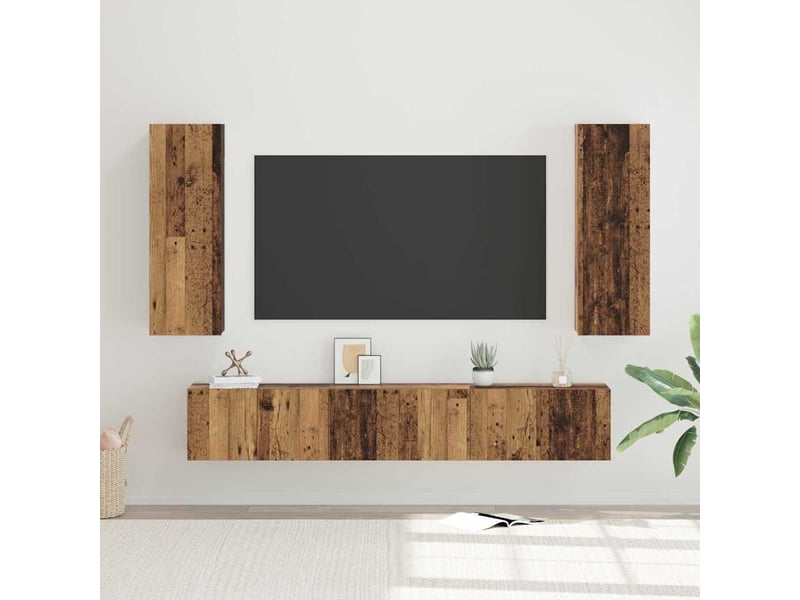  Ensemble meuble tv - banc tv - meuble de rangement 5 pcs bois ancien bois d'ingénierie  - Conforama B