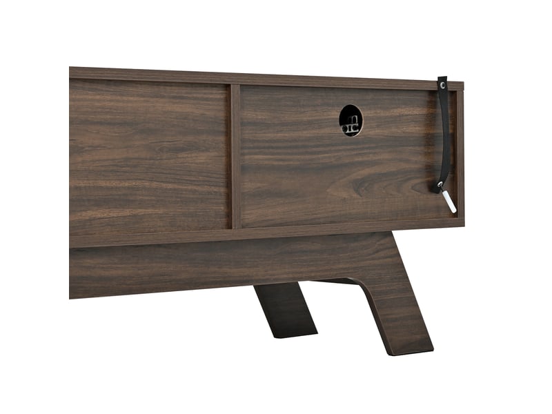  Meuble tv noyer 150 cm, banc tv portes persiennes avec tiroir, meuble télévision mdf pour salon moderne, capacité de charge 60 kg.  - Conforama B