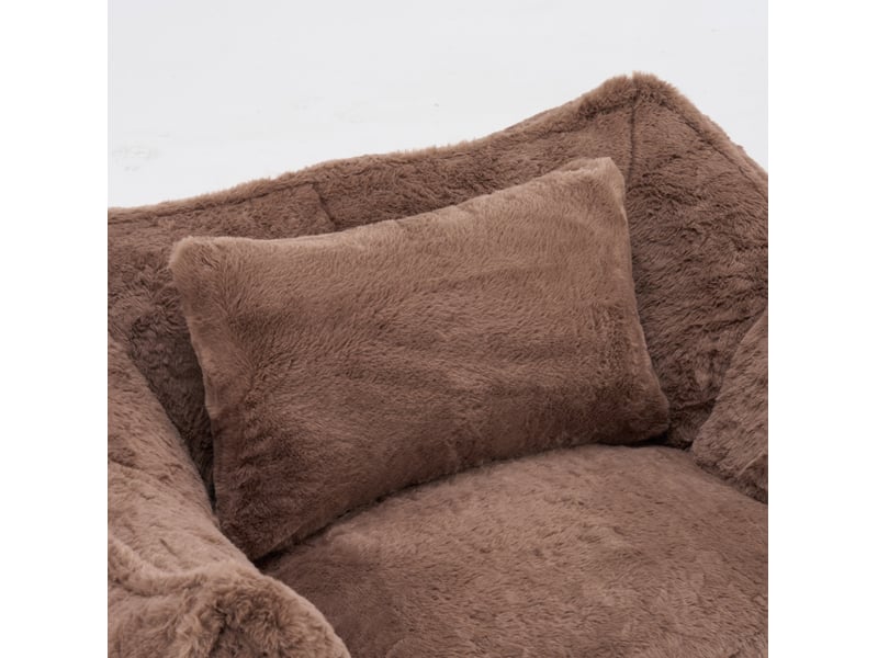  Fauteuil poire géant 123x97x73 cm avec coussin en fausse fourrure kaki  - Conforama D