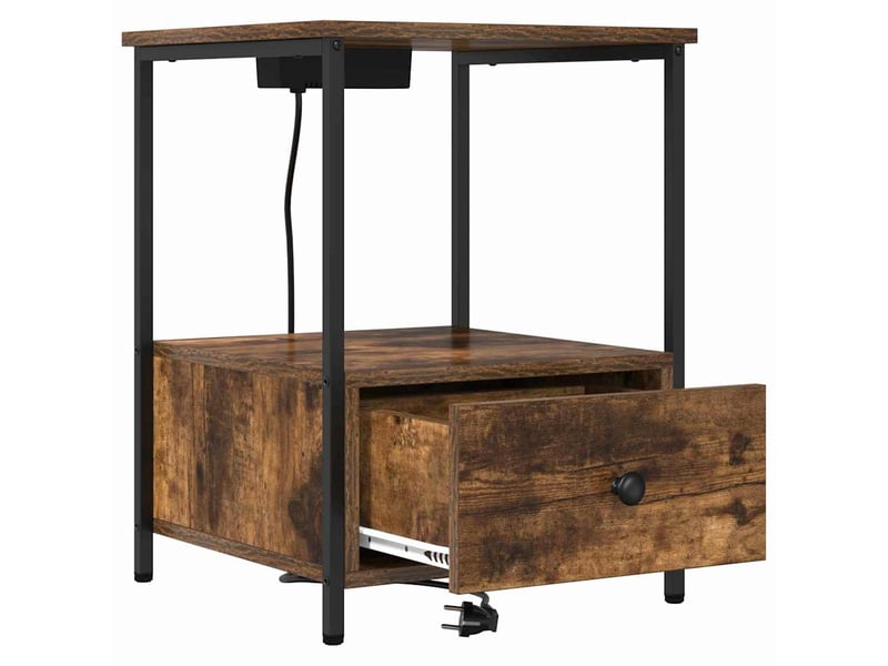 Table de chevet - cabinet de chevet - table de nuit 2 pc chêne fumé 42 x 41 x 56 cm - Conforama D