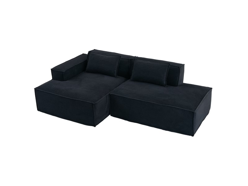  Canapé modulable droit 2pl 233x129x70 cm, meuble de salon, agréable et contemporain, avec coussins, polyester, couleur noir  - Conforama A