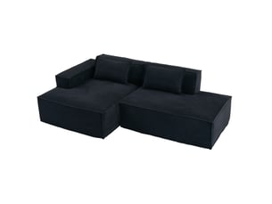 Canapé modulable droit 2pl 233x129x70 cm, meuble de salon, agréable et contemporain, avec coussins, polyester, couleur noir