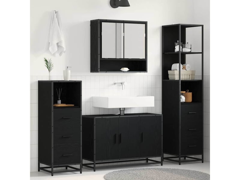  Ensemble de mobilier de salle de bain 3 pc chêne noir cf64348  - Conforama B