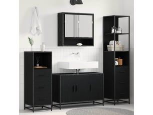 Ensemble de mobilier de salle de bain 3 pc chêne noir cf64348