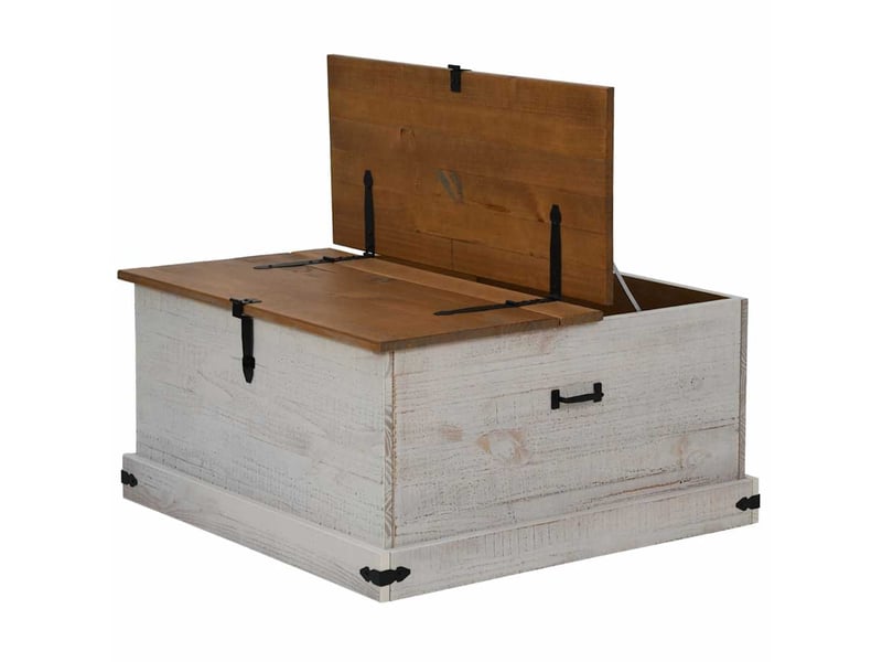 Coffre de rangement, boîte de rangement halden blanc 91x91x47 cm bois massif pin  - Conforama E